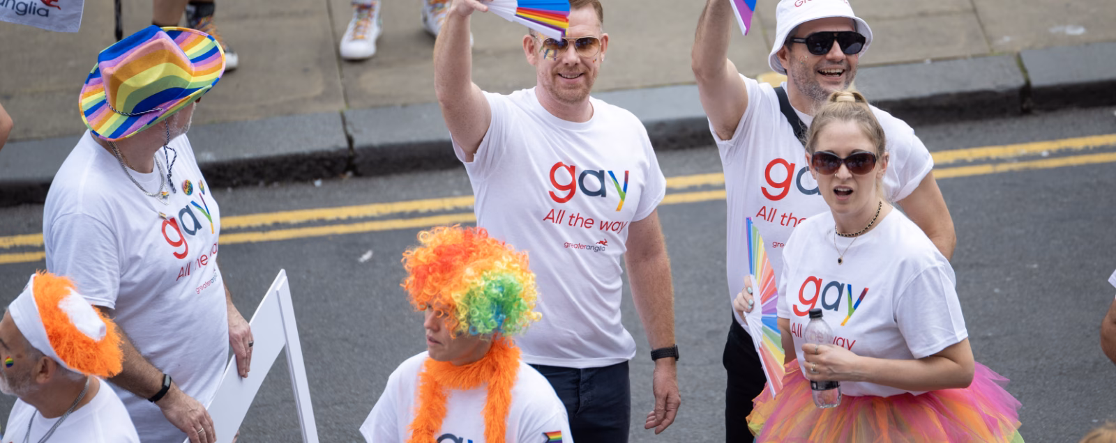 A group of the Greater Anglia team celebrating Norwich Pride